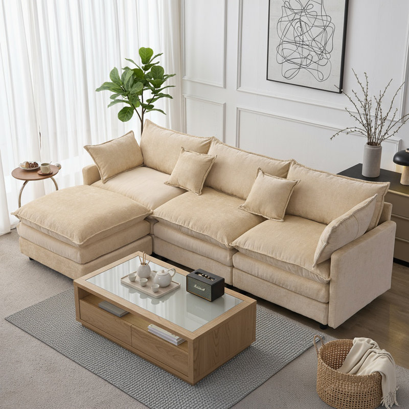 105" Modular Sectional Couch, Light Coffee