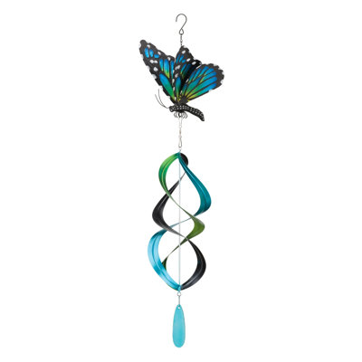 Accoudoir de jardin en métal et en verre avec queue de spirale et fleuron décoratif