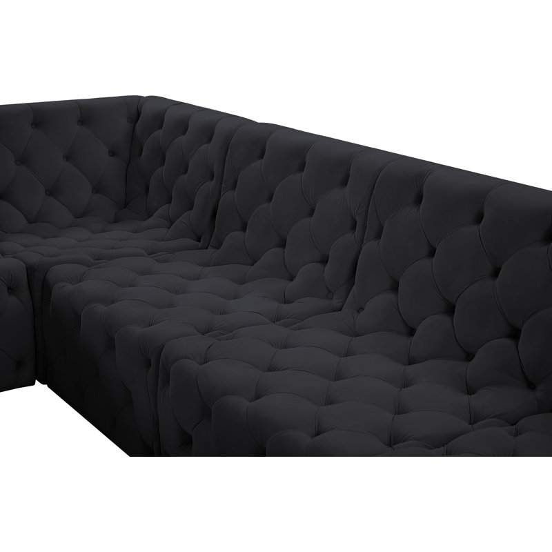 Canapé modulaire réversible en velours Izzobella, Velours noir