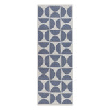 Geometric Area Rug in Deep Ocean Blue/Ivory