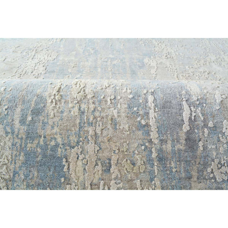 Handmade Silk and Wool Area Rug, Rectangle 4' x 6'