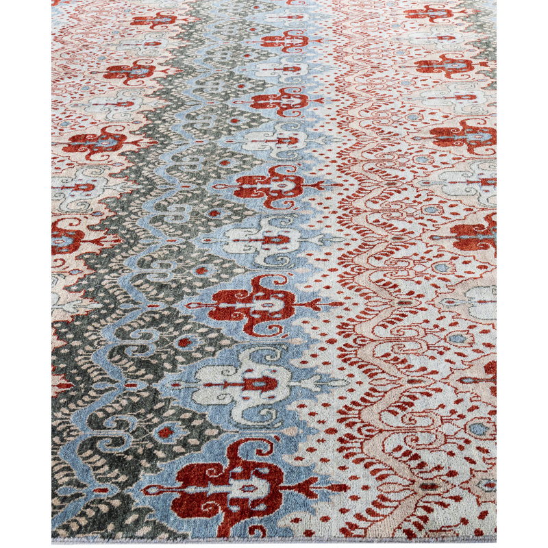 Tapis unique noué à la main multicolore 7 pi 10 po x 10 pi 1 po Leonard
