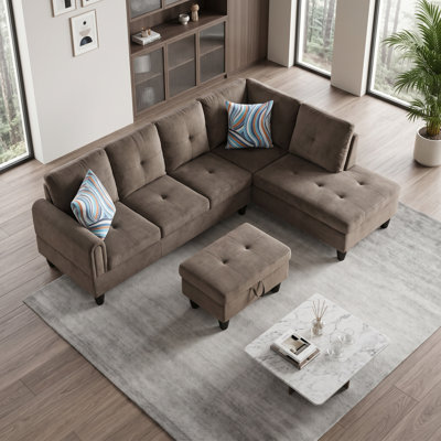 Canapé modulaire rembourré réversible avec repose-pieds