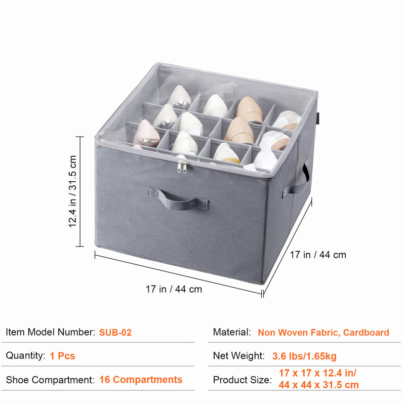 Boîte à chaussures à glisser sous le lit, 16 compartiments, séparateurs renforcés, fenêtre transparente, idéale pour ranger vos baskets. Matériau respirant, couvercle transparent, poignées, gain de place dans le placard.