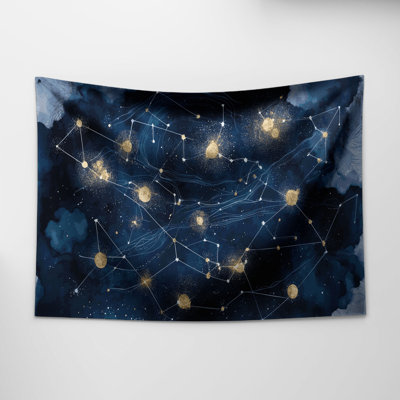 Space Constellation line art Wall Tapestry