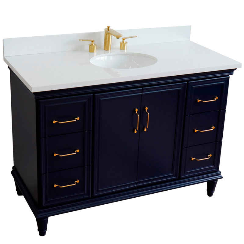 Ensemble de meuble-lavabo simple Fountainbleau, Bleu, Blanc, 49"