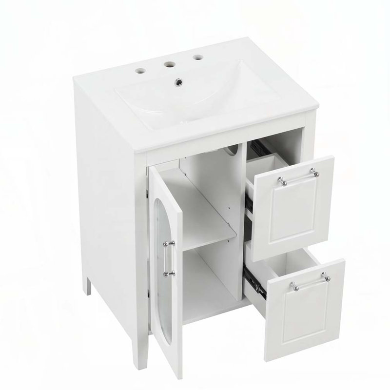 24" Bathroom Vanity with Sink, White