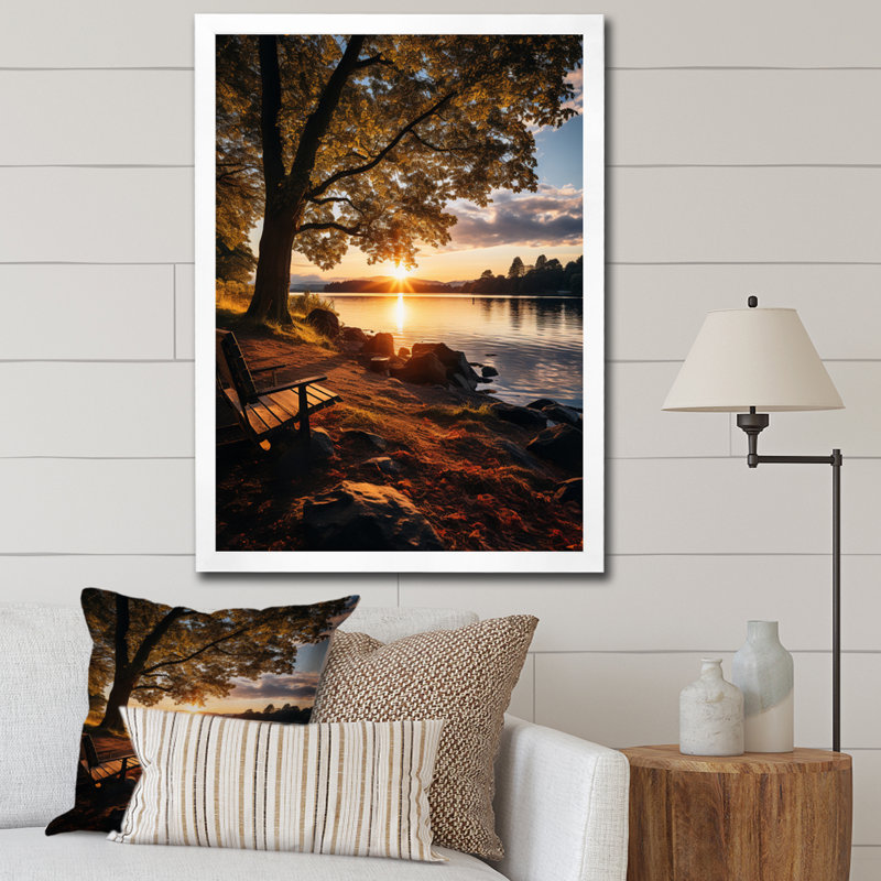 Décoration murale Waterfront Benchs II - Lakehouse, H 32 po x l 16 po x P 1 po, Cadre simple blanc