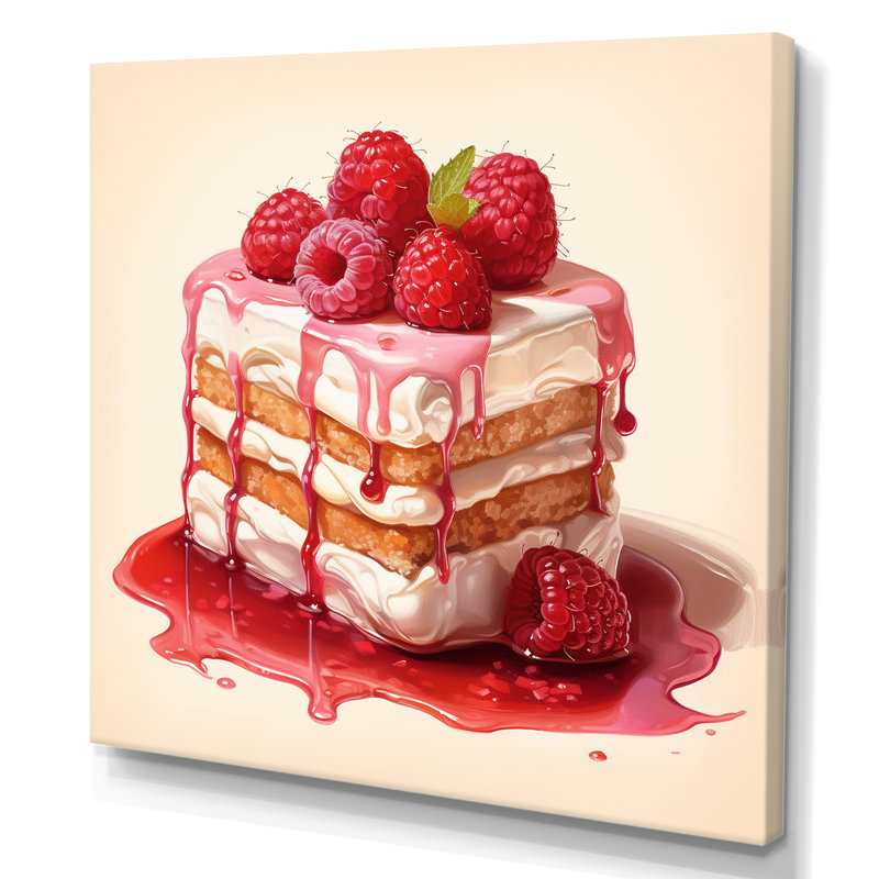 Raspberry Cheesecake Dessert Harmony - Desserts, art mural, H 16 po x l 16 po x P 1 po