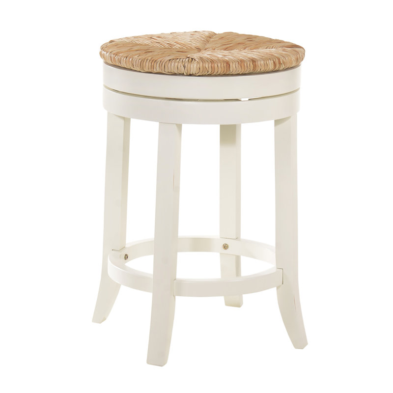 Tamasin Swivel Counter Stool with Solid Wood Frame, Counter Stool (24" Seat Height), Missouri White