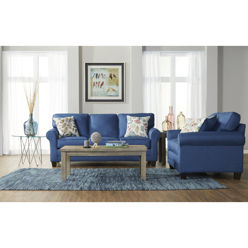 83" Flared Arm Sofa with Reversible Cushions, Jitterbug Denim 100% Polyester