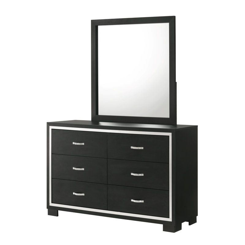 Miroir de commode noir Gennro (miroir seulement)