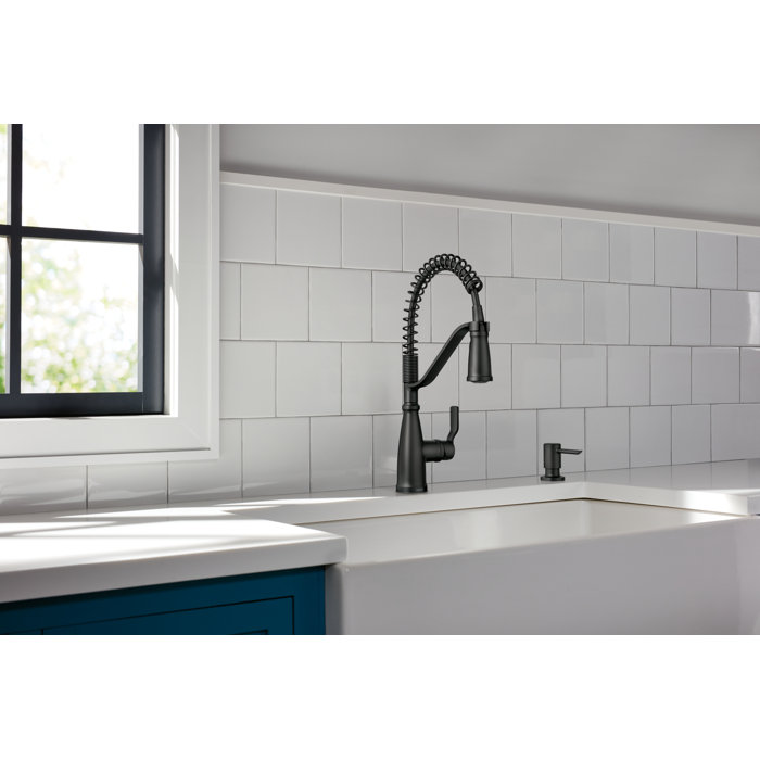 Moen Nolia 87886BL Küchenarmatur Mit Ausziehbarem Sprühkopf – Mattschwarz, Einloch-Montage, Mit Power-Boost