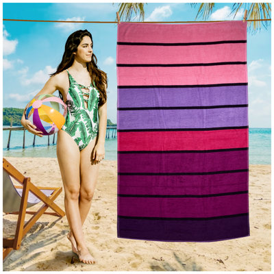Premium Cotton Rich Velour Beach Towel, Soft Touch, Quick Dry & Highly Absorbent Towelette for Pool & Beach, 100x180 cm