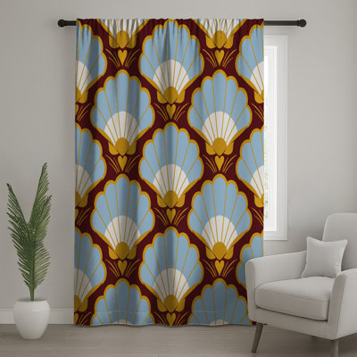 Scallop Shell Pattern Window Curtains, Seashells Sheer & Blockout Curtains - 1 Panel