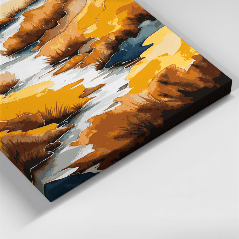 «Watercolor Landscape 69», art mural sur toile brune, H 24 po x l 36 po