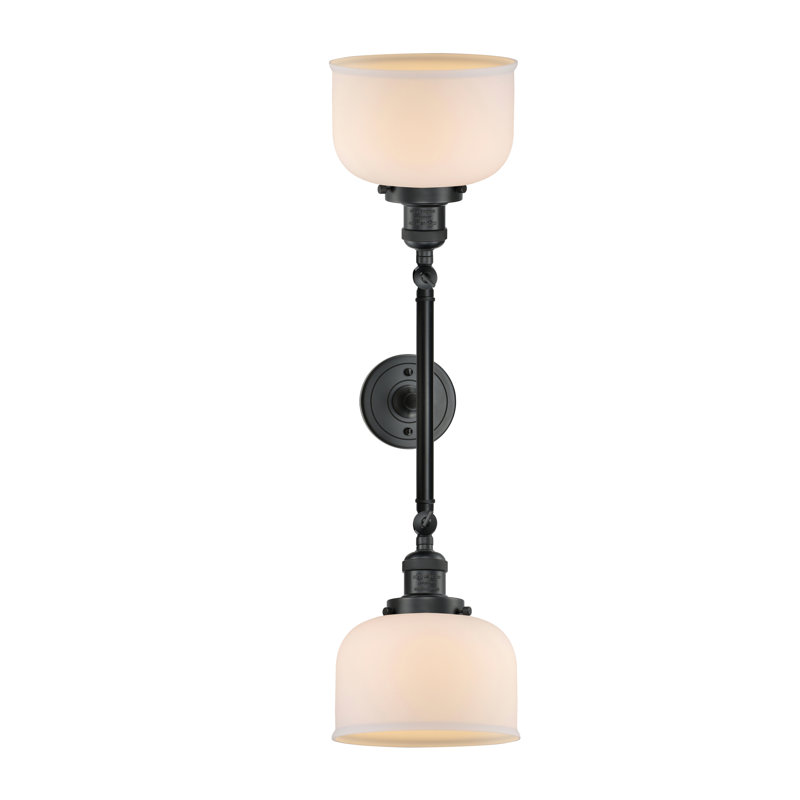 Bell - 2 Light 19" Bath Vanity Light, 6 Watt Vinage LED Bulb, Matte White Cased, Matte Black