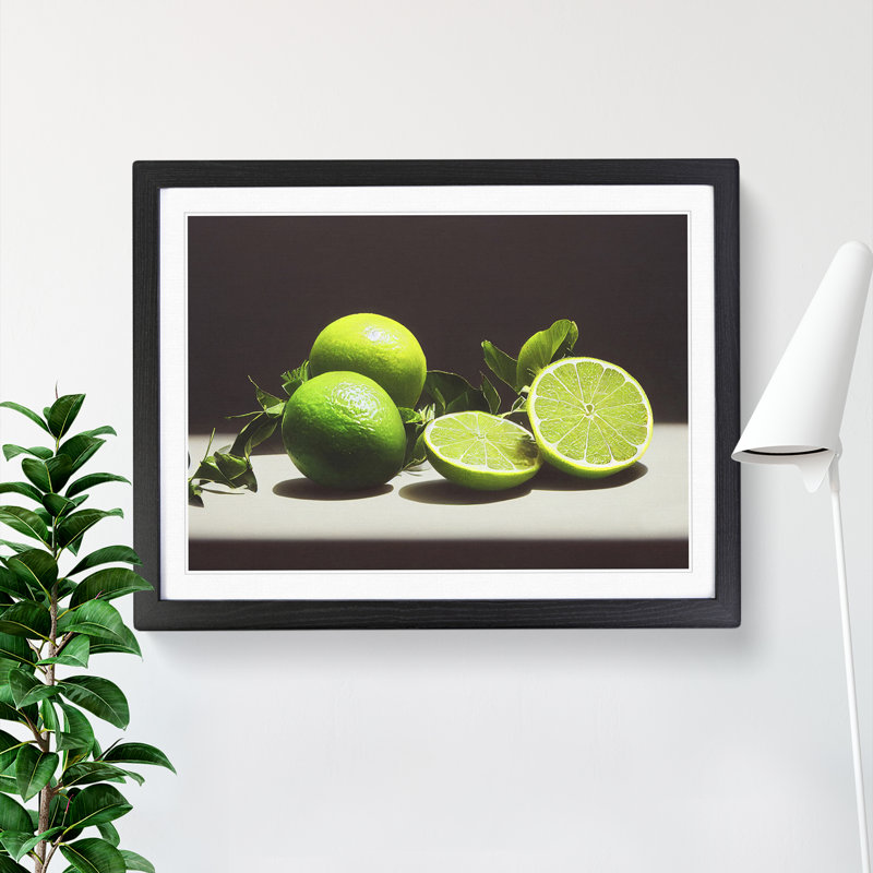 Sliced Lime Fruit - Framed Print, Black, 34cm H x 46cm W x 2cm D