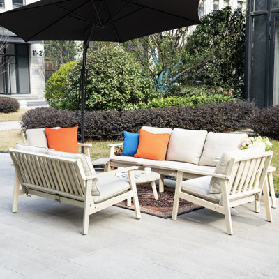 Acacia Wood Conversation Set With Cushions & Free Combination