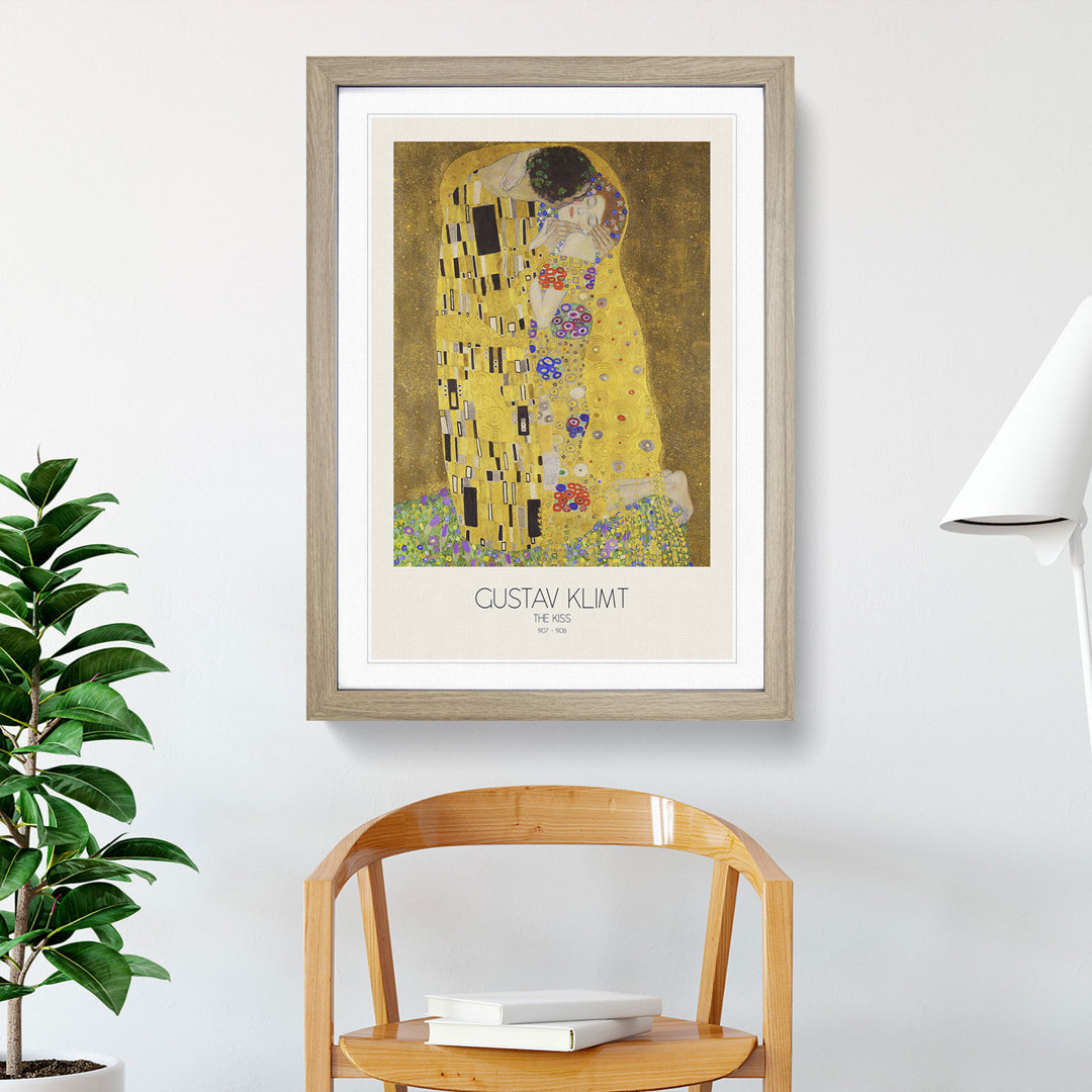 The Kiss No.2 with Border by Gustav Klimt - Picture Frame Painting