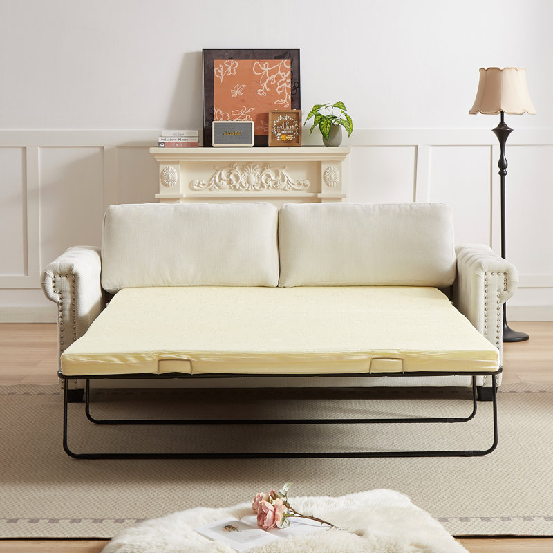 Lit convertible Fx 83,8 "- 21 pour canapé-lit, matelas pliant, structure en tube d'acier, 3, canapé-lit beige pour maison moderne. Tissu, fabrication,