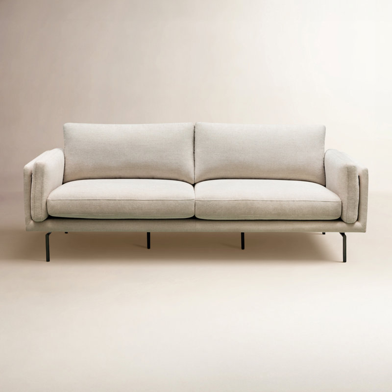 Elenora Upholstered 115'' Sofa, Beige Performance