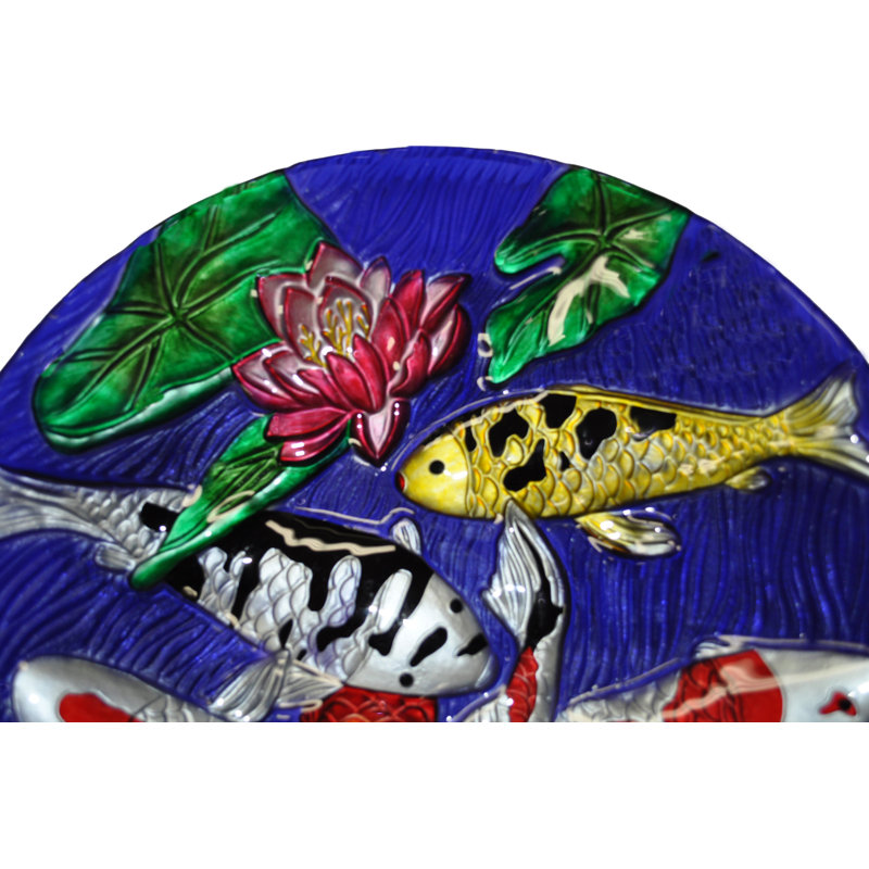 Assiette décorative en verre 18 po Koi
