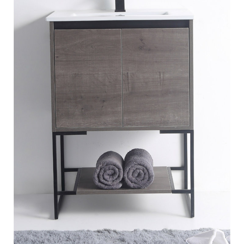 Ensemble de meuble-lavabo simple 24 po Fiquett, Gris
