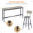 Long Bar Table Set With 3 PU Upholstered Bar Stools-1625489502