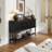 Black Solid Wood Rectangular Console Table-720829620