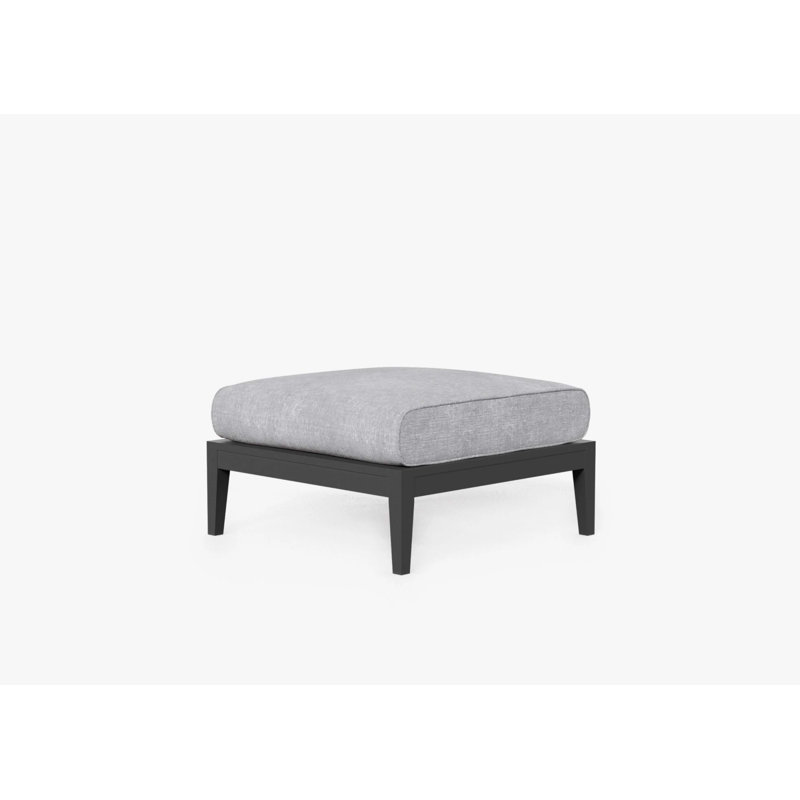 Charcoal Aluminum Outdoor Ottoman; Palisades Cream, Black, Pacific Fog Grey