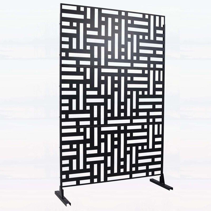 Écran d'intimité élégant en métal pour l'extérieur, idéal pour le patio et le jardin, Noir