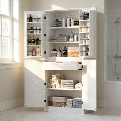 Armoire de rangement de 72 po de hauteur avec 8 portes, armoire de rangement courbée avec 3 tablettes réglables et tiroir caché