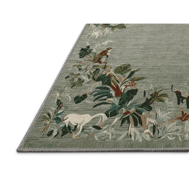 Machine Washable Brown Area Rug, Square 8'