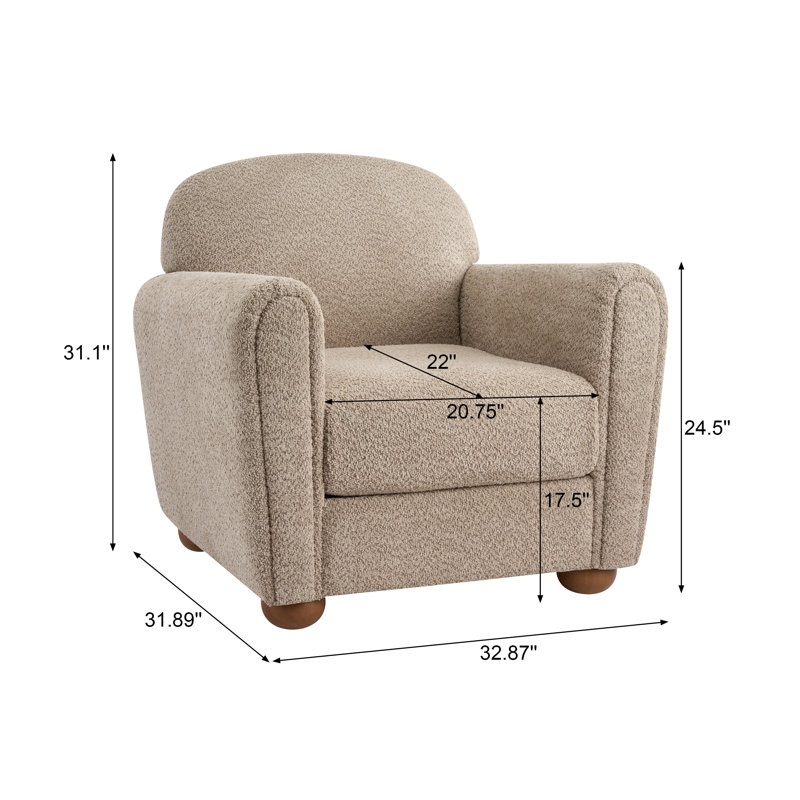 Soren Mid-Century Modern Upholstered Accent Chair, Light Brown