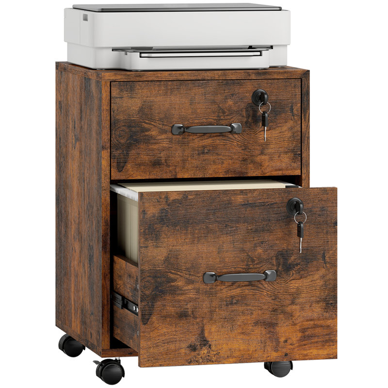 40cm Wide 2 -Drawer File Cabinet, Rustic Brown