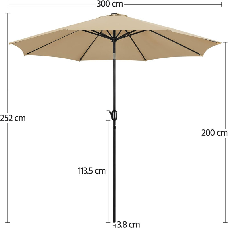 Cambre 230cm Tilt Market Parasol, Tan