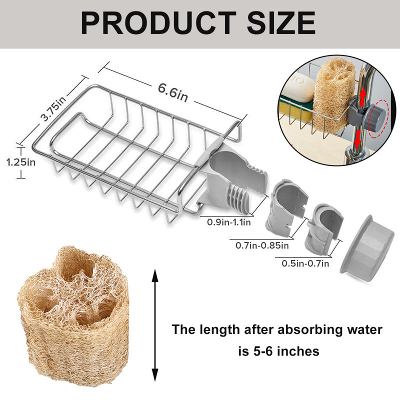 Support pour évier en acier inoxydable avec support Luffa