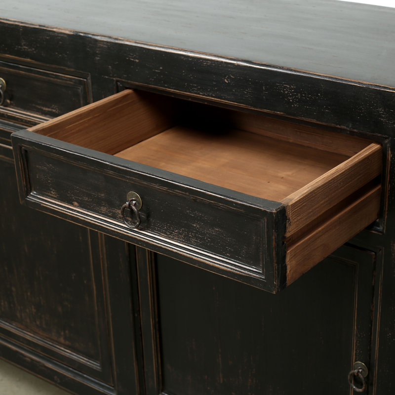 93'' W Solid Wood Sideboard, Matte Black