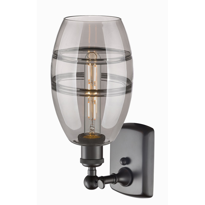 Applique murale en acier Bettylou, H 9,13 po x l 5,88 po x P 7,06 po, Gris fumée clair, Bronze huilé
