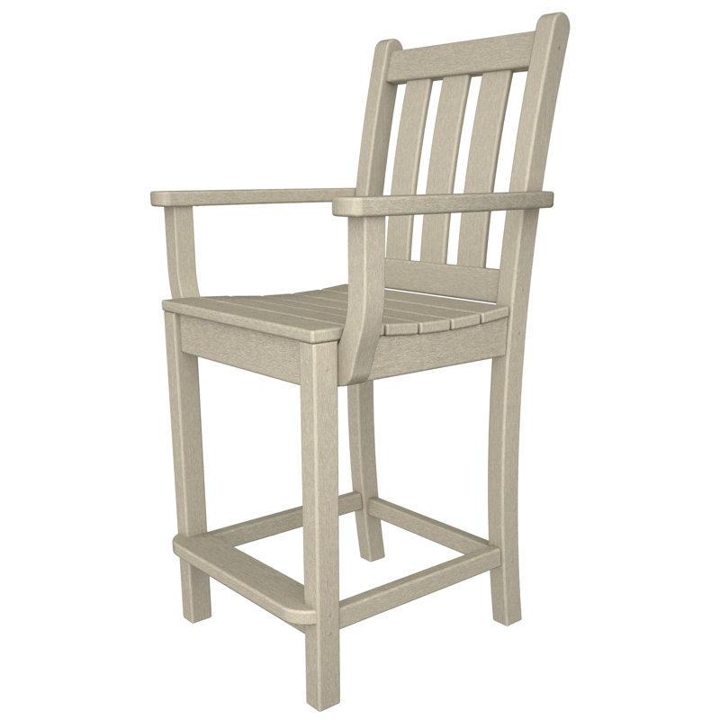 Lakeside POLYWOOD Traditional Garden Counter Arm Chair, Sand