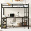 Lit mezzanine double en métal avec bureau et support à suspendre