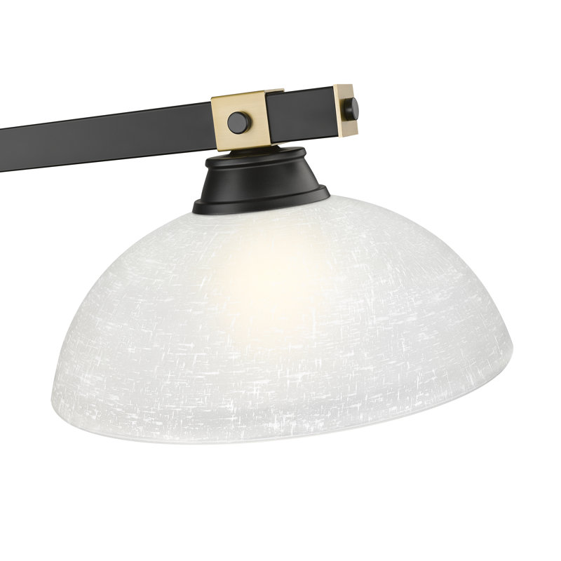 Billard 3 lumières Dressler en noir mat + laiton frotté, H 8,25 po x l 13,5 po x P 52,25 po, Blanc
