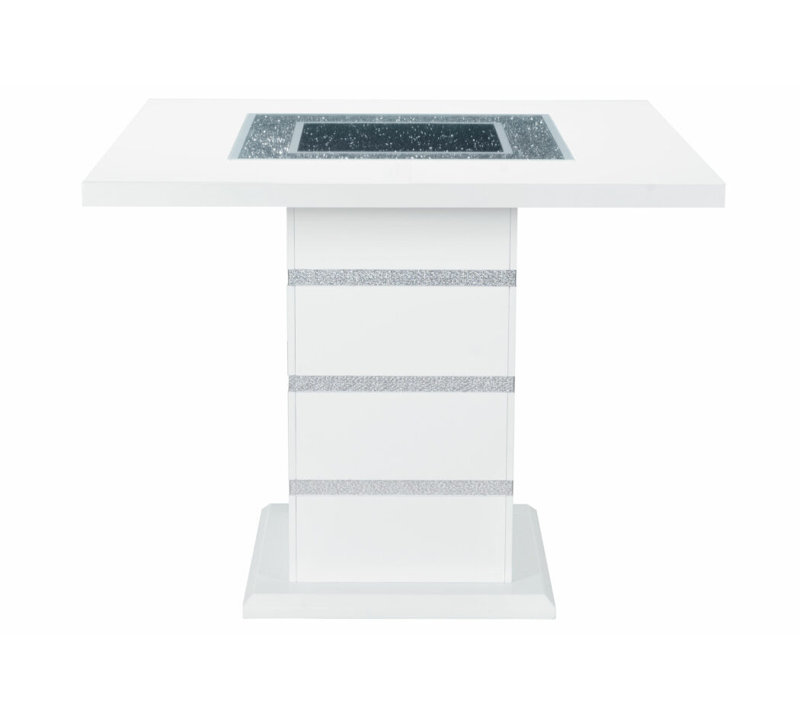Table de bar en bois massif et panneau de fibres à densité moyenne blanc l 63 po x P 42 po