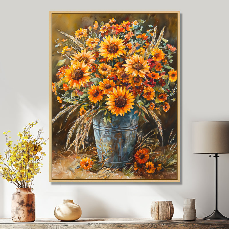 Lusk - Floral Wall Decor, Floater Framed Print, 44" H x 34" W, Cream