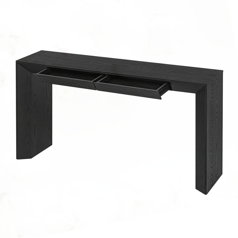Console 60 po avec 2 tiroirs dissimulés, Noir