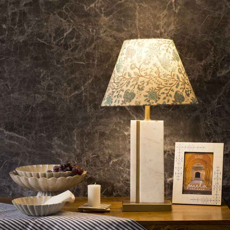 Mela Artisans Sculpta Marble Lamp Stand, White