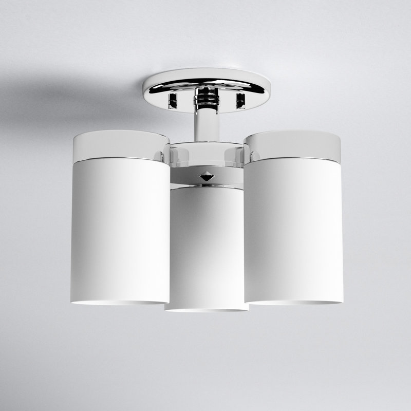 Preston Frosted Glass Semi Flush Mount, Polished Chrome