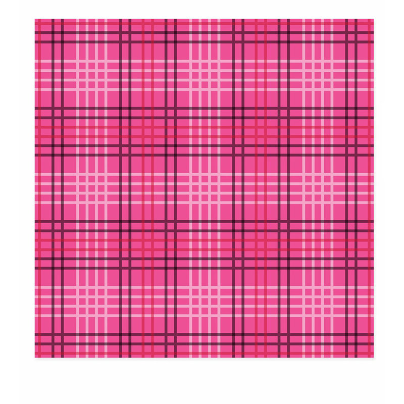 Abstract Hot Pink Plaid Pattern I Modern Unframed Art Print, 10" H x 10" W