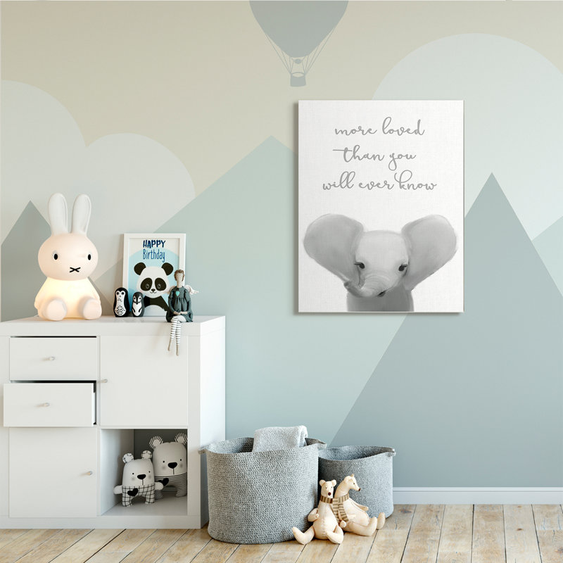 Annabel plus aimée que vous ne le saurez jamais Éléphant mignon, H 48 po x l 36 po x P 1,5 po, Toile tendue